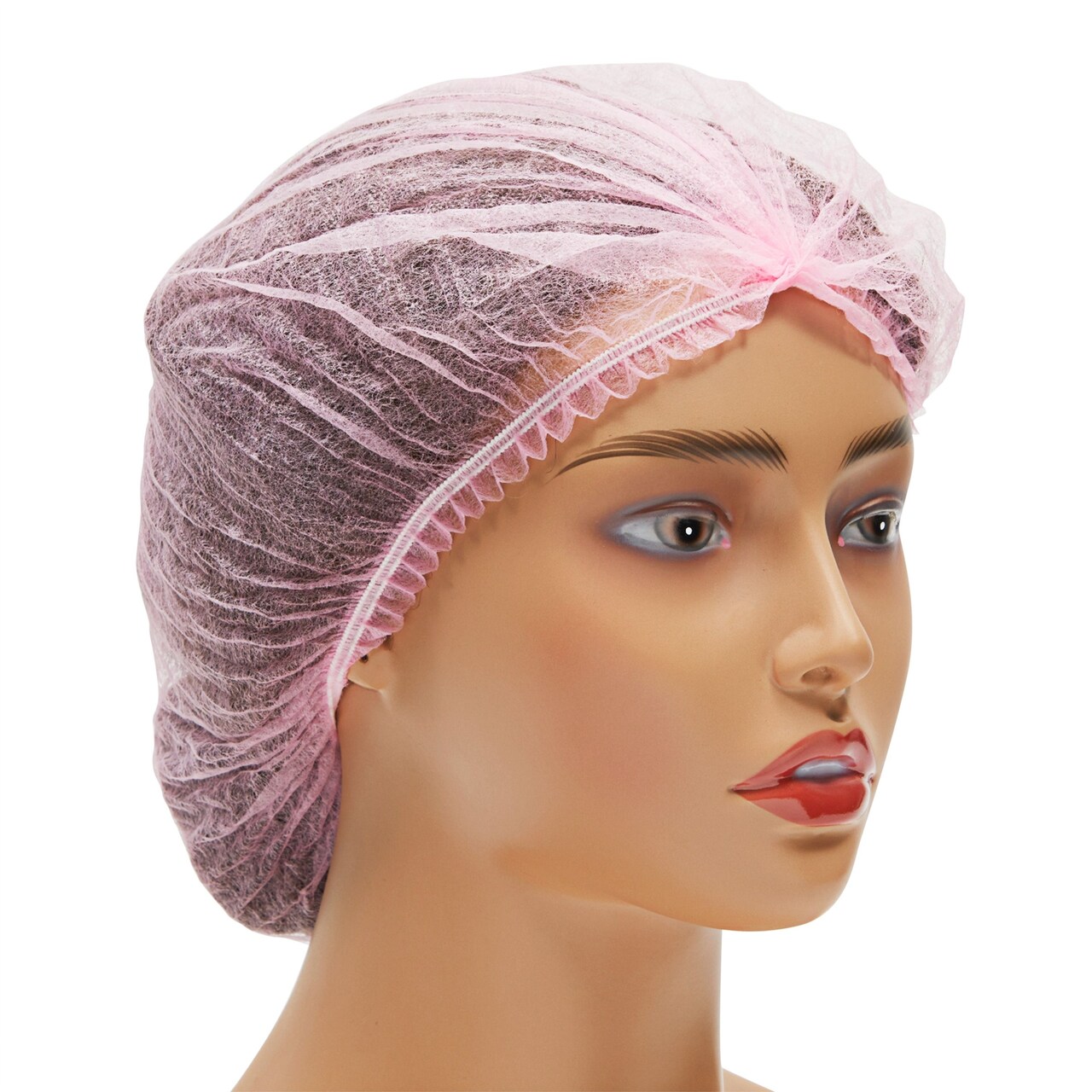 200 Pack Disposable Hair Covers, 21" Bouffant Food Service Hair Nets for Kitchen, Cafeteria, Sleeping (Pink)